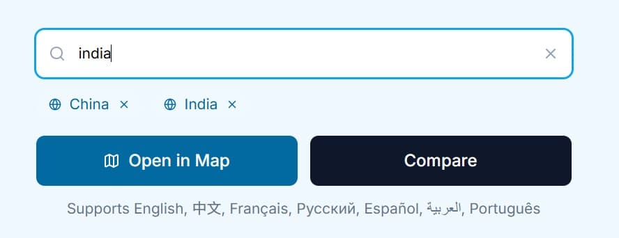 Search and compare interface on TrueSize.World